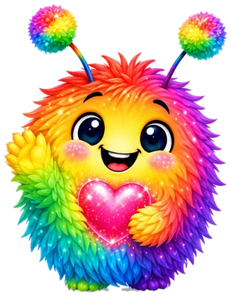 Pet, una mascota peluda de colores con antenas de pompón